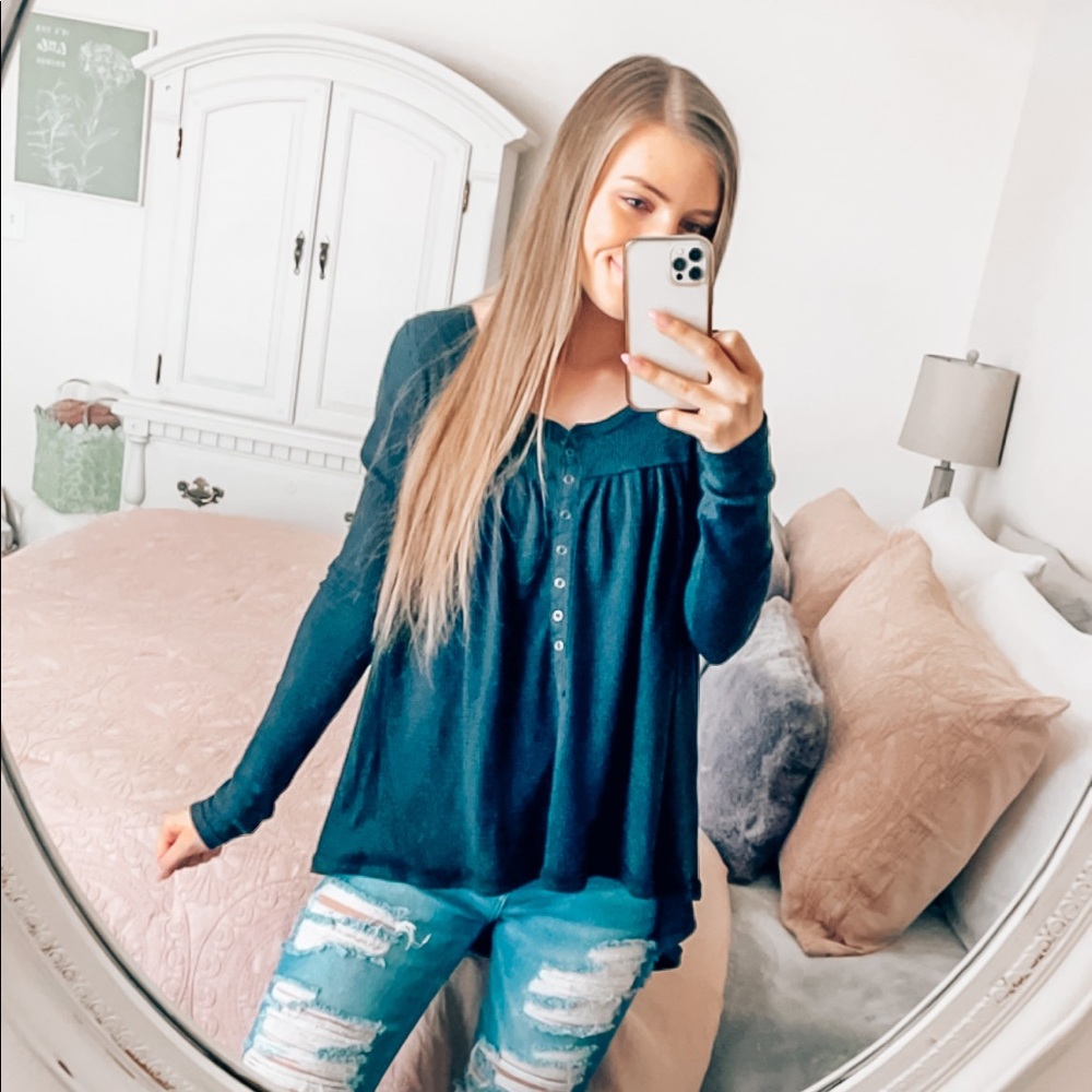 Black Textured Free People Long Sleeve
